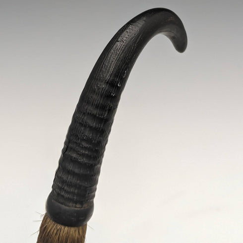 Swiss Made Antique Hiking Stick Cane with Fur Horn Handle 93cm